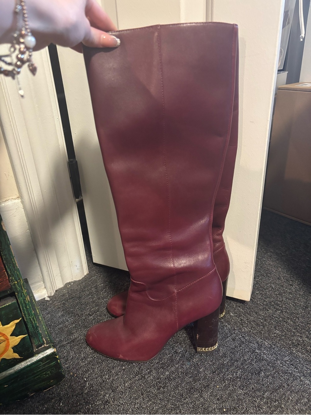 Michael Kors Tall Burgundy Leather Over-the-Knee Boots